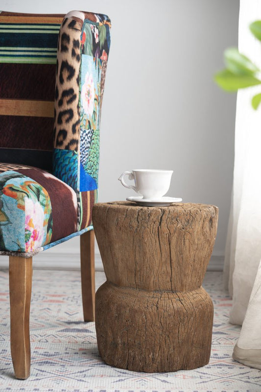 Antique Round Wooden Low Stool