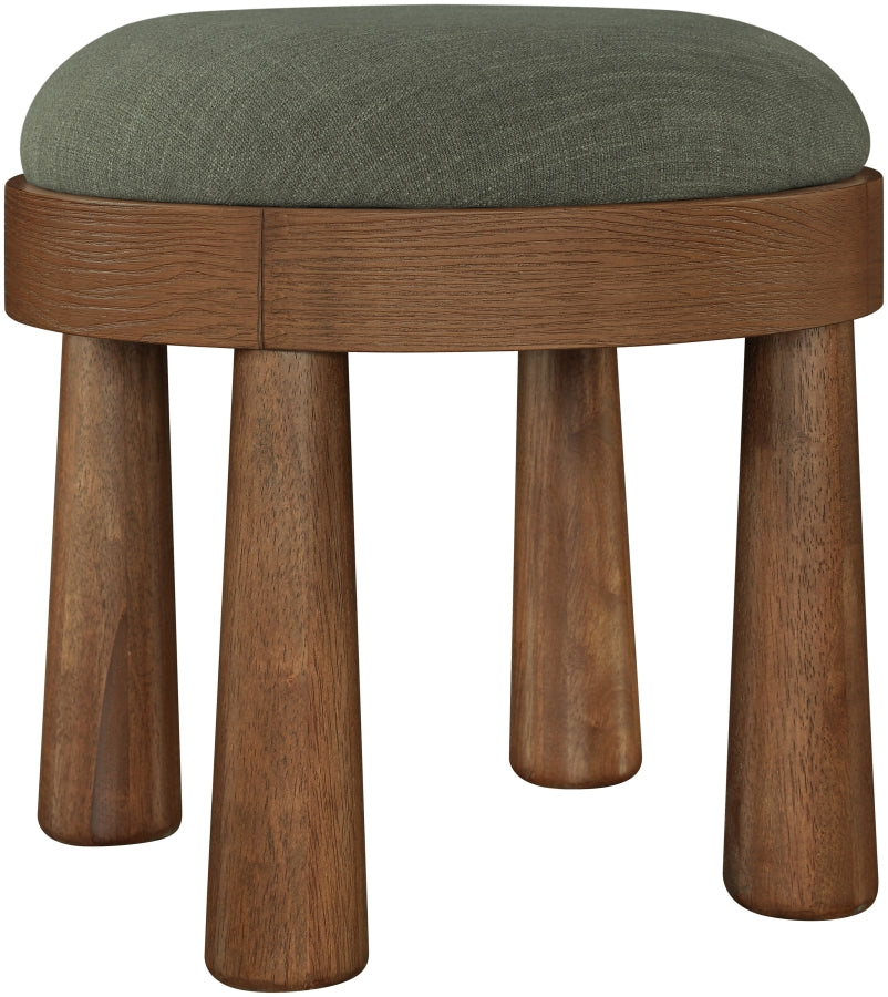 Larea Linen Textured Fabric Upholstered Ottoman