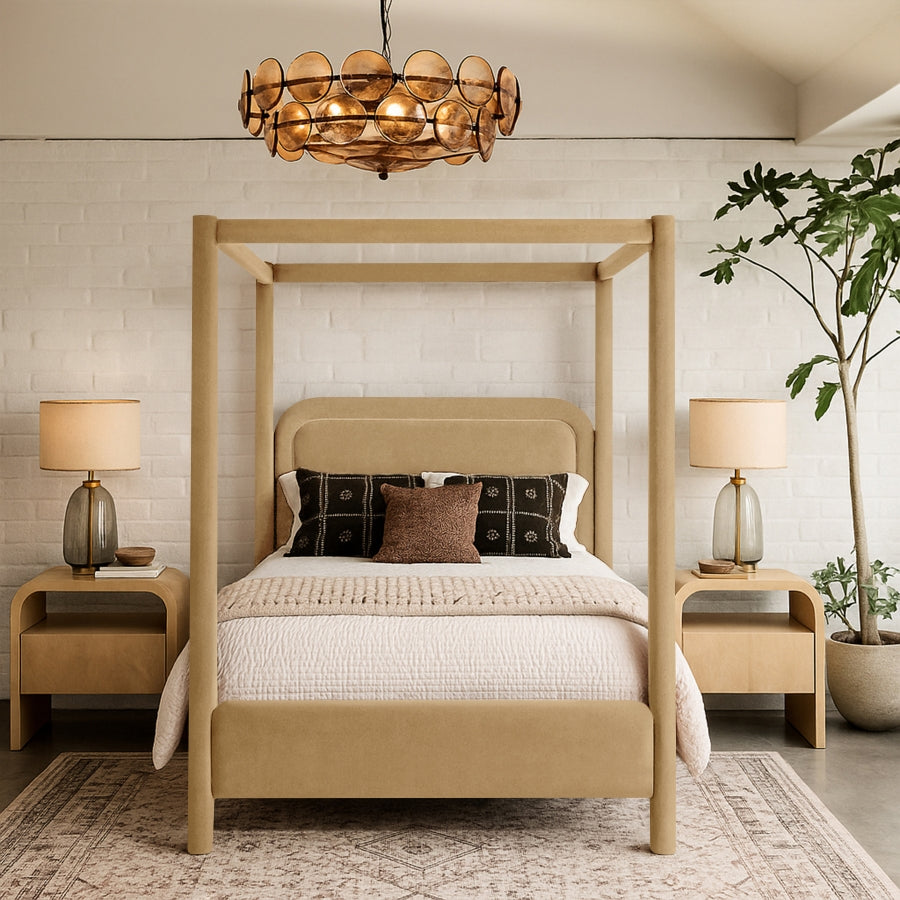 Cama tapizada en terciopelo Salina