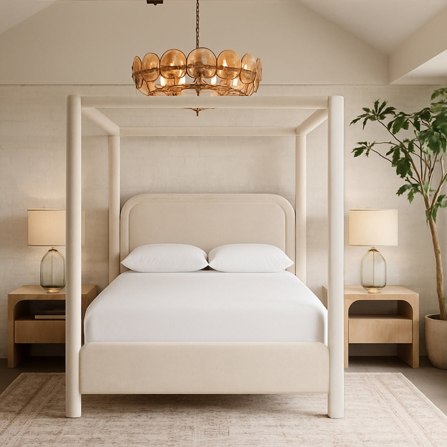 Cama tapizada en terciopelo Salina