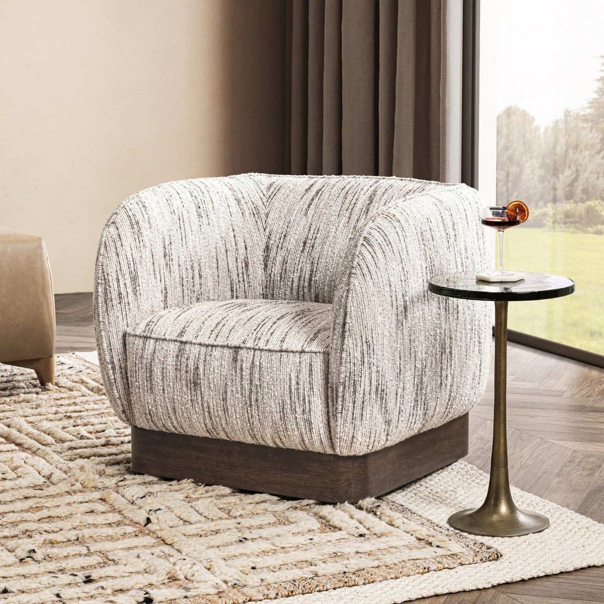 Cuddle Swivel Chair - Maze Oyster