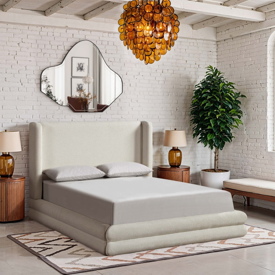 Chandra Linen Textured Fabric Upholstered Bed