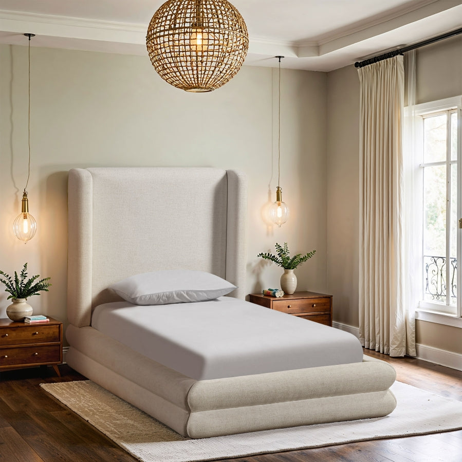Chandra Linen Textured Fabric Upholstered Bed