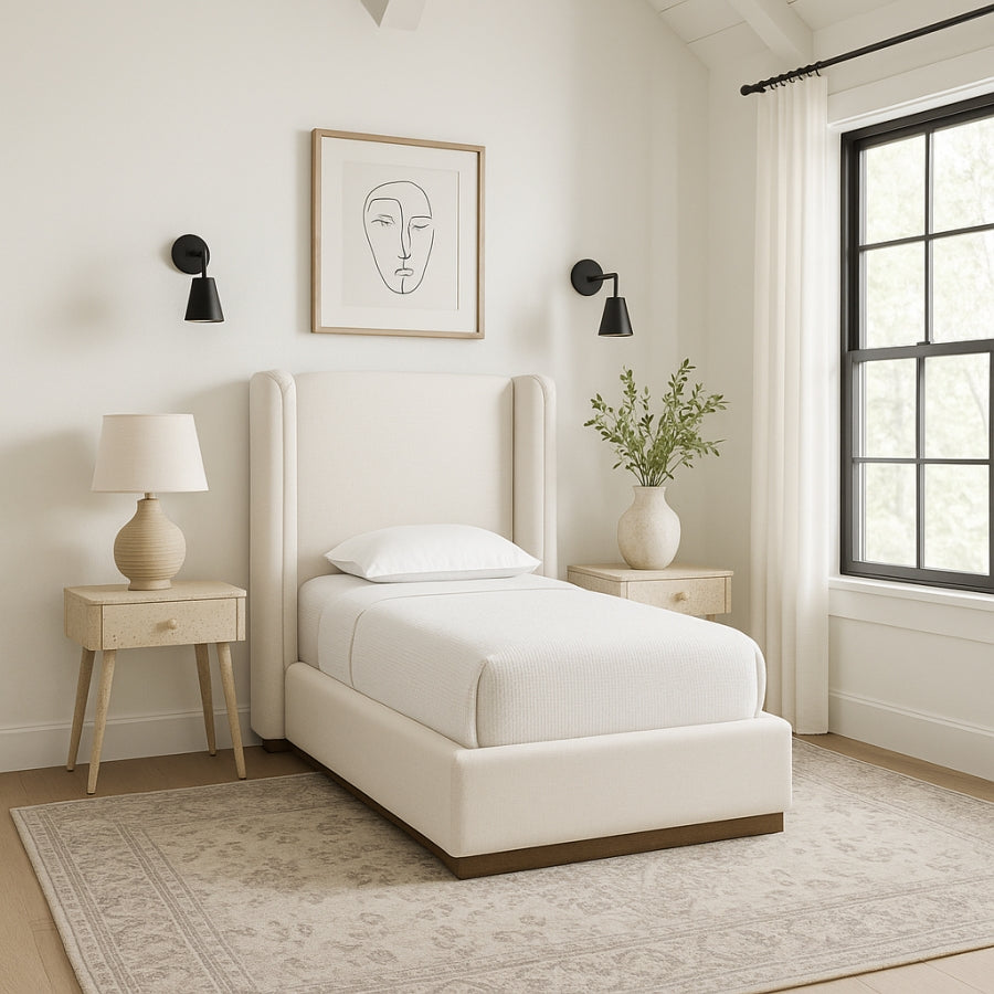 Solange Linen Textured Fabric Upholstered Bed