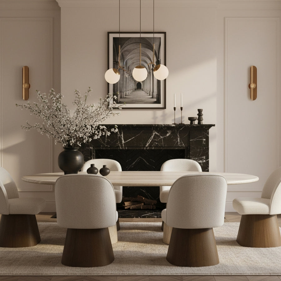 Marlowe Linen Textured Fabric Upholstered Dining Side Chair
