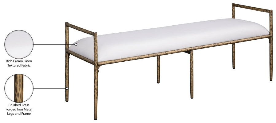 Axis Linen Textured Fabric Upholstered Bench