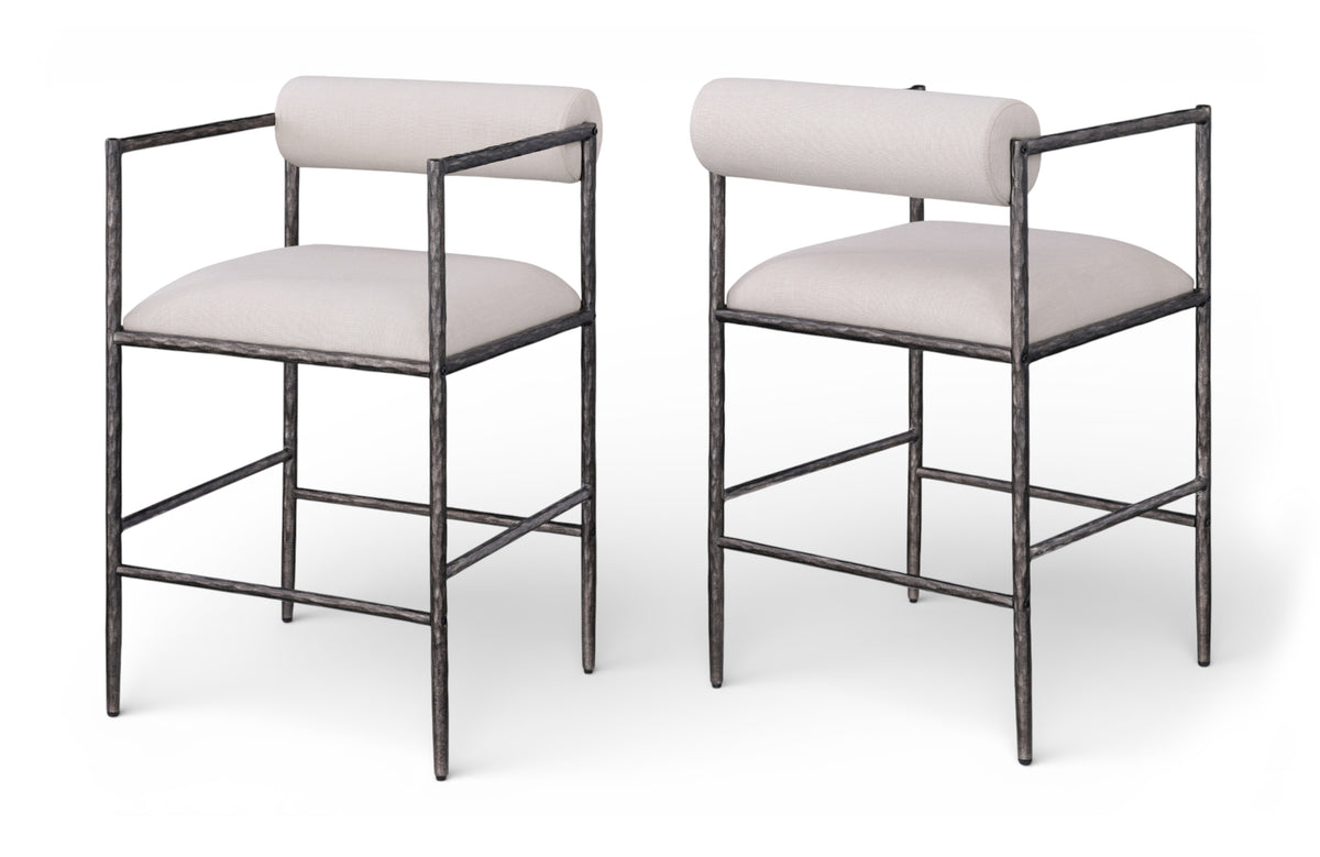 Axis Linen Textured Fabric Upholstered Counter Stool