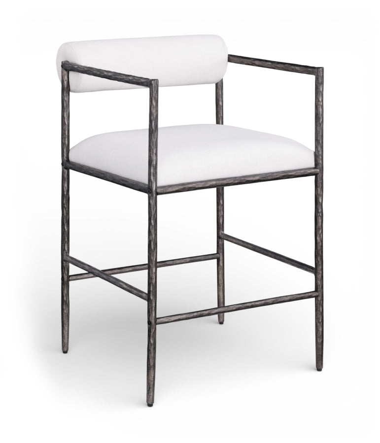 Axis Linen Textured Fabric Upholstered Counter Stool