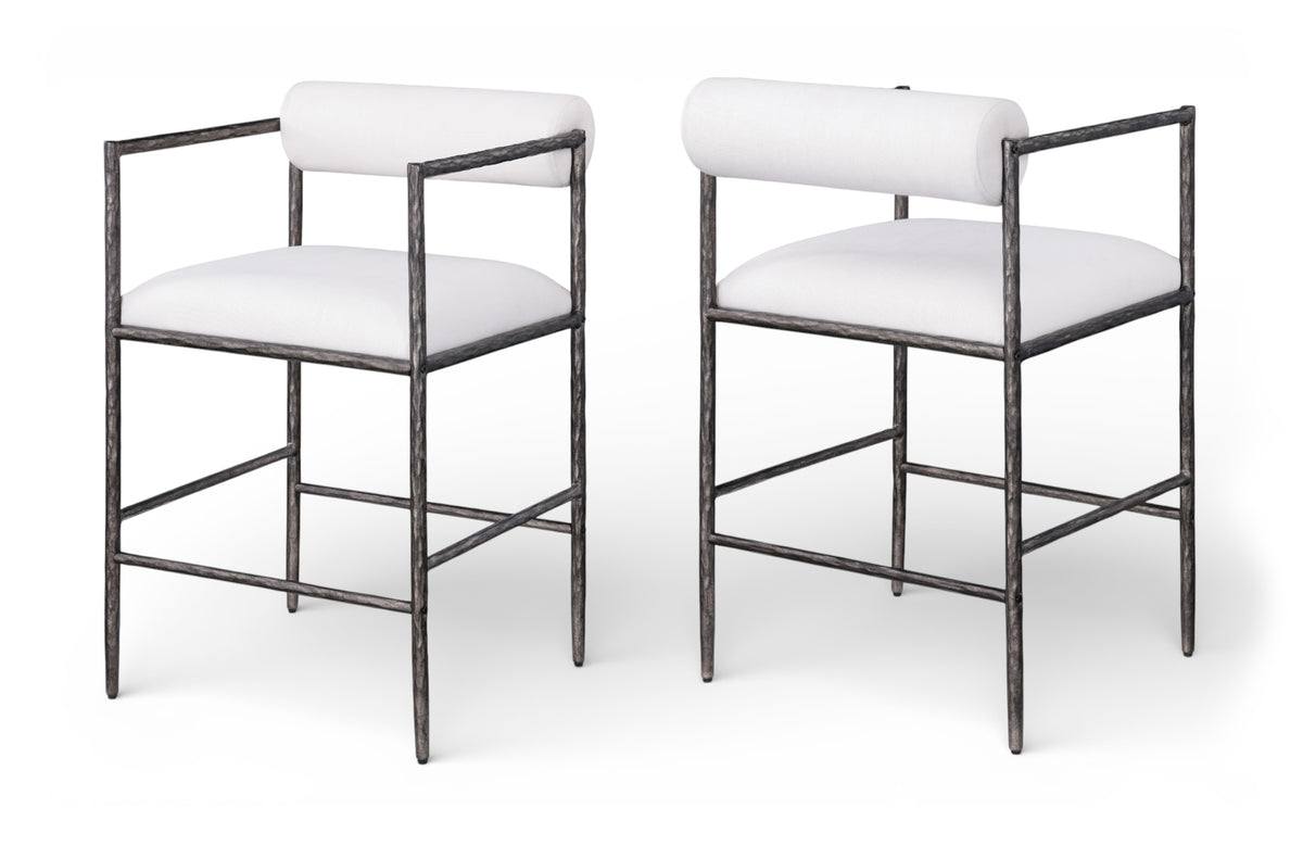 Axis Linen Textured Fabric Upholstered Counter Stool