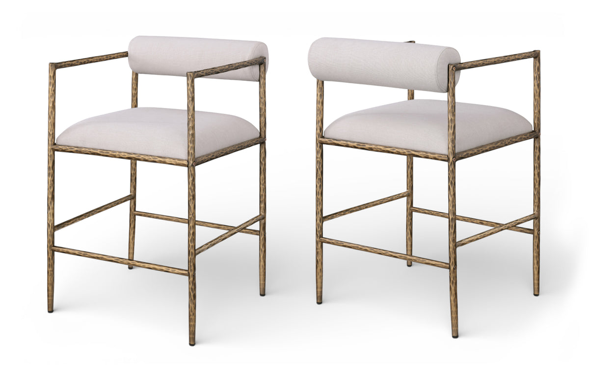 Axis Linen Textured Fabric Upholstered Counter Stool