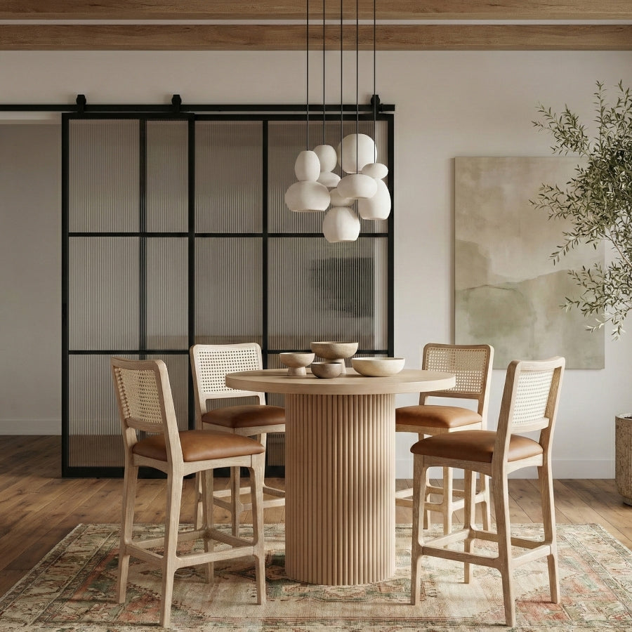Atrium Cane Back And Vegan Leather Upholstered Seat Bar Stool