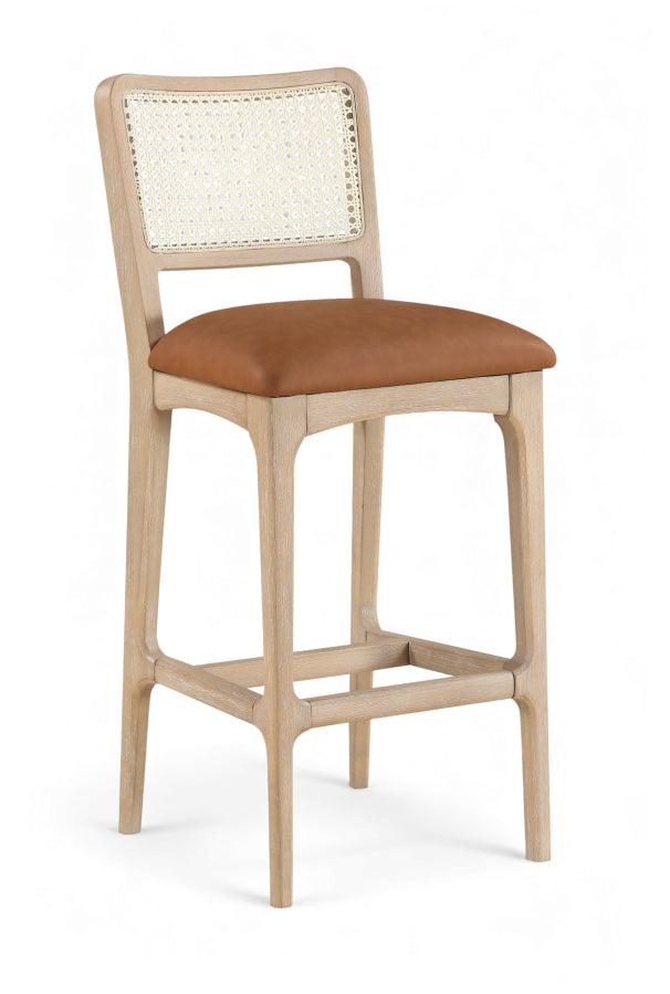 Atrium Cane Back And Vegan Leather Upholstered Seat Bar Stool