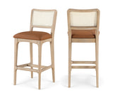 Atrium Cane Back And Vegan Leather Upholstered Seat Bar Stool