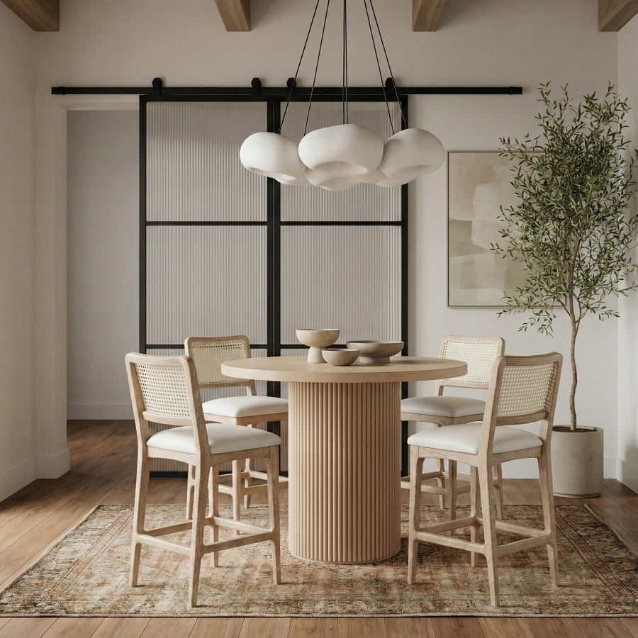 Atrium Cane Back And Vegan Leather Upholstered Seat Bar Stool