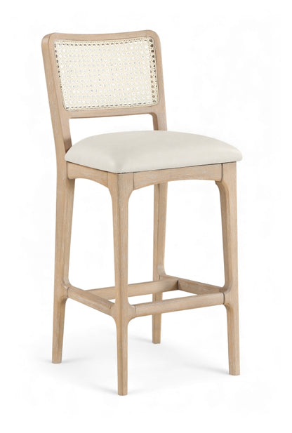 Atrium Cane Back And Vegan Leather Upholstered Seat Bar Stool