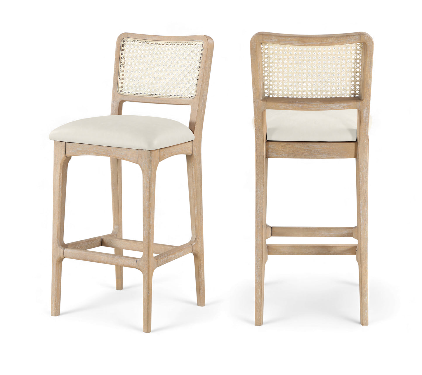 Atrium Cane Back And Vegan Leather Upholstered Seat Bar Stool