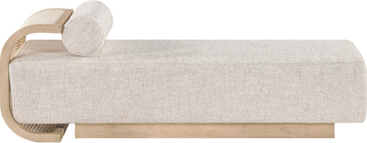 Zephyr Cane And Linen Textured Fabric Upholstered Chaise