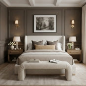 Aurin Linen Textured Fabric Upholstered Bed