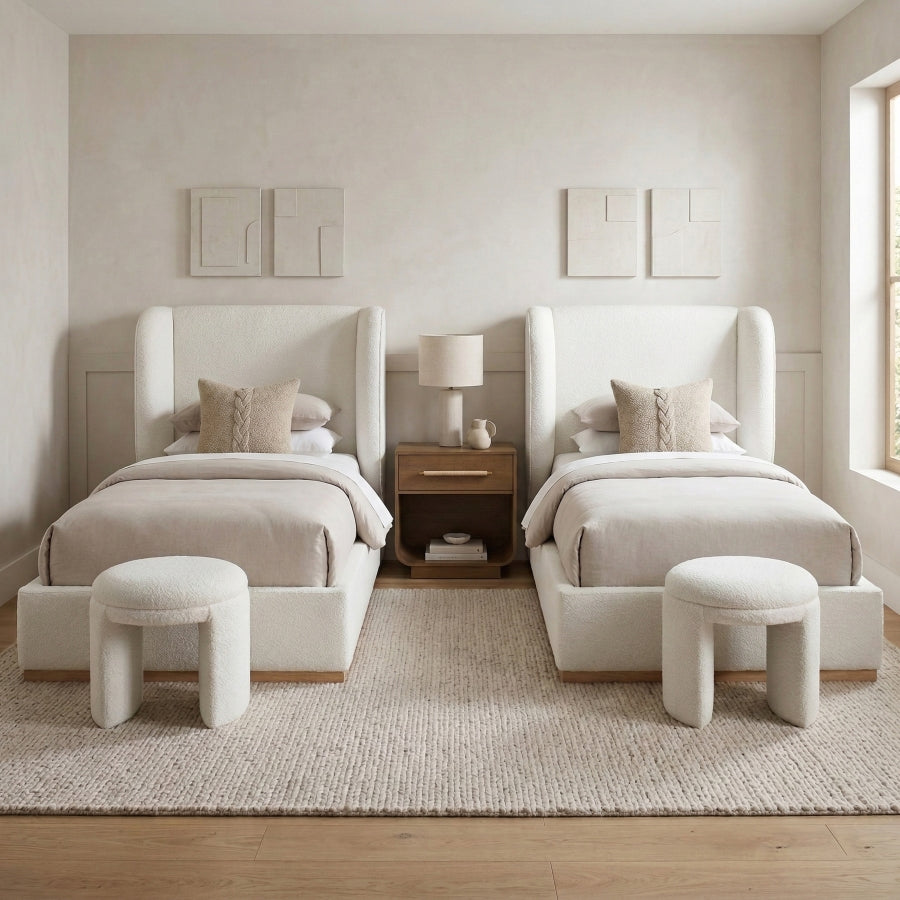 Aurin Linen Textured Fabric Upholstered Bed
