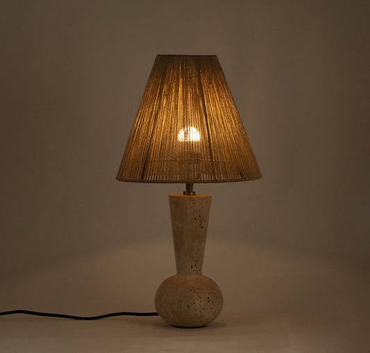 Lucente Travertine And Jute Table Lamp