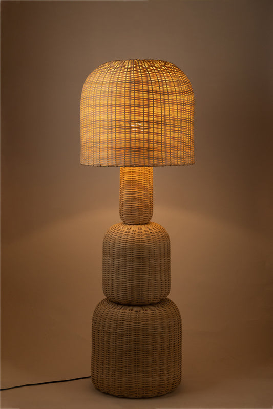 Harvest Metal And Rattan Floor Lamp