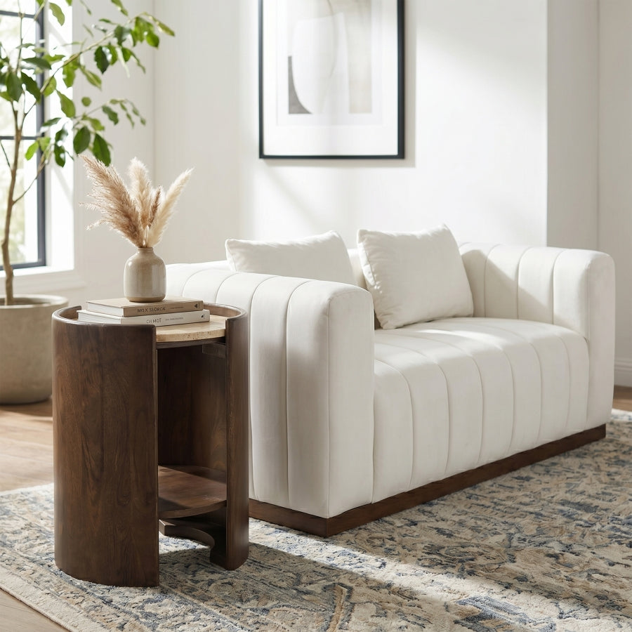 Solstice Travertine And Mango Wood End Table