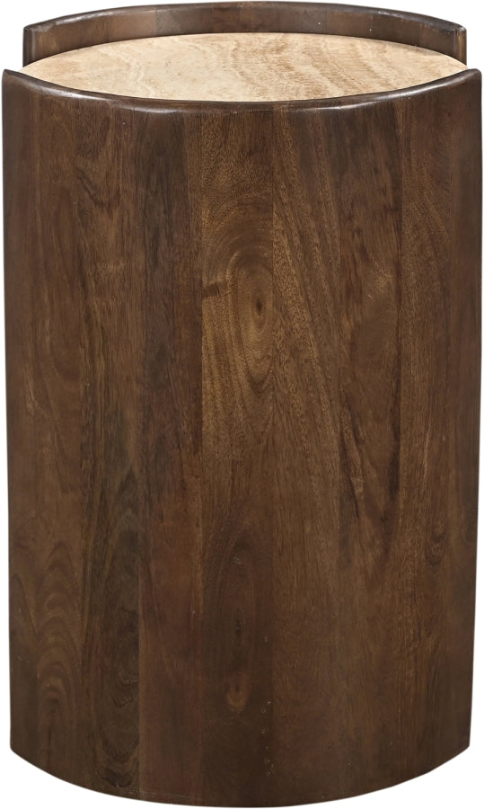 Solstice Travertine And Mango Wood End Table