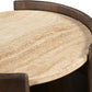 Solstice Travertine And Mango Wood End Table