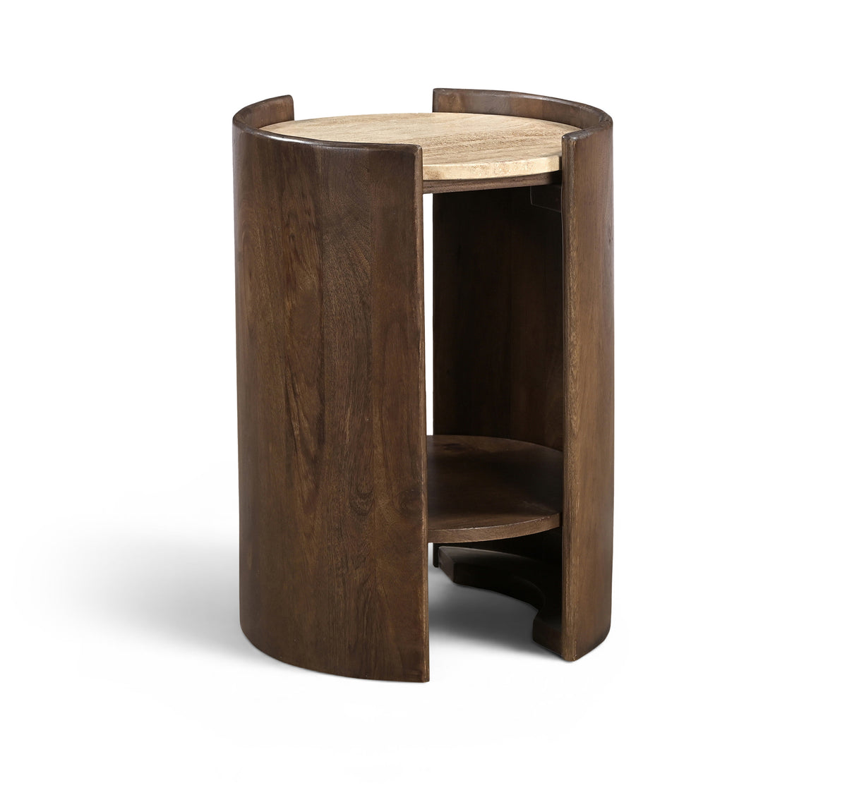 Solstice Travertine And Mango Wood End Table
