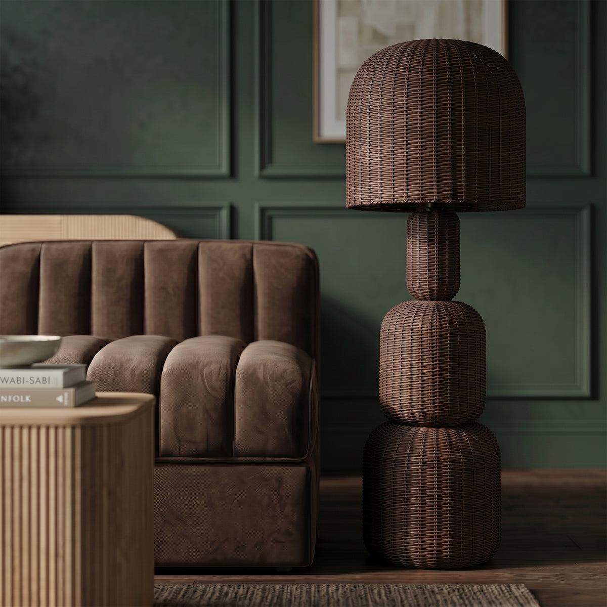 Harvest Metal And Rattan Floor Lamp