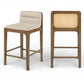 Ellis Cane And Vegan Leather Upholstered Counter Stool