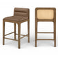 Ellis Cane And Vegan Leather Upholstered Counter Stool