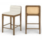 Ellis Cane And Vegan Leather Upholstered Counter Stool