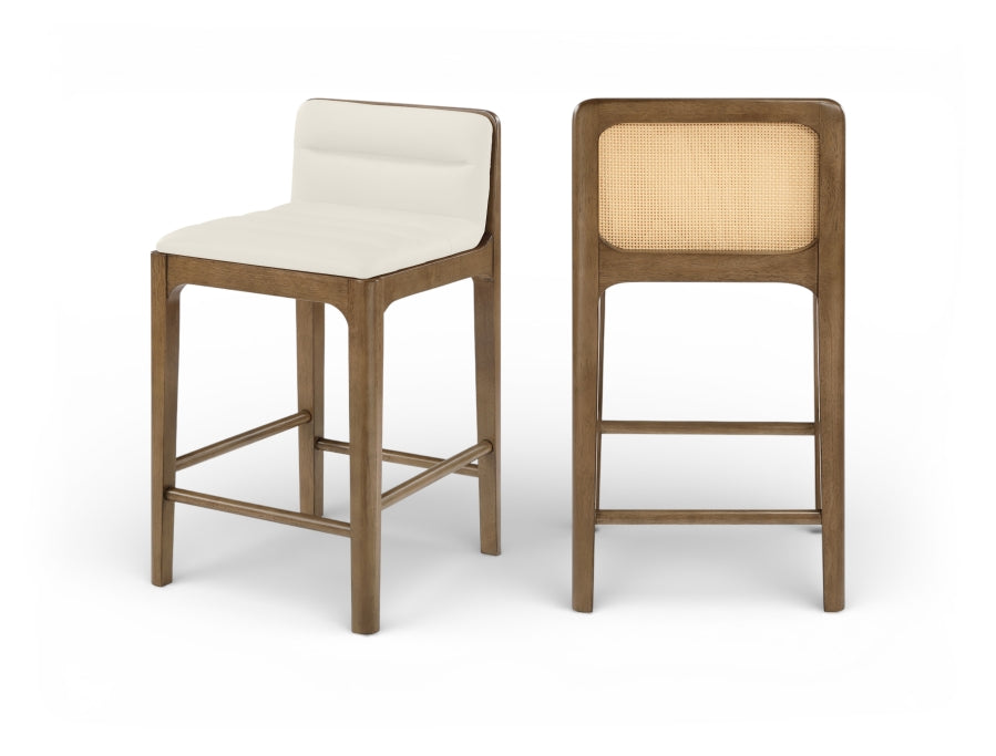 Ellis Cane And Vegan Leather Upholstered Counter Stool
