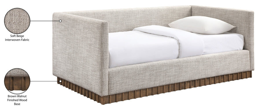 Teva Linen Textured Fabric Upholstered Twin DayBed