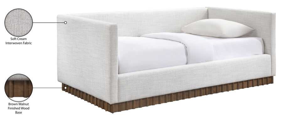 Teva Linen Textured Fabric Upholstered Twin DayBed