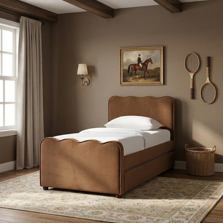 Gatsby Mohair Velvet Upholstered Twin Trundle Bed