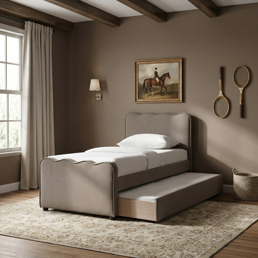 Gatsby Mohair Velvet Upholstered Twin Trundle Bed