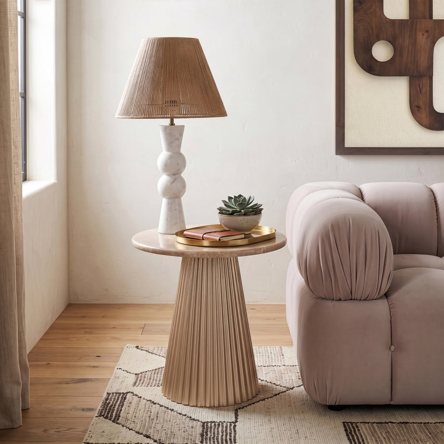 Cindra Genuine Marble Top And Iron Base End Table