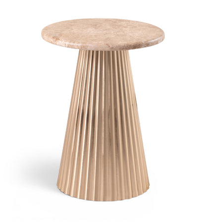 Cindra Genuine Marble Top And Iron Base End Table