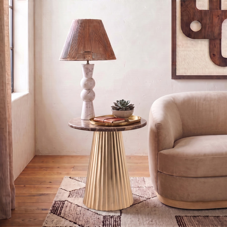 Cindra Genuine Marble Top And Iron Base End Table