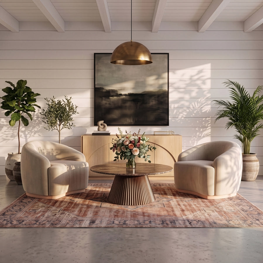 Cindra Genuine Marble Top And Iron Base Coffee Table