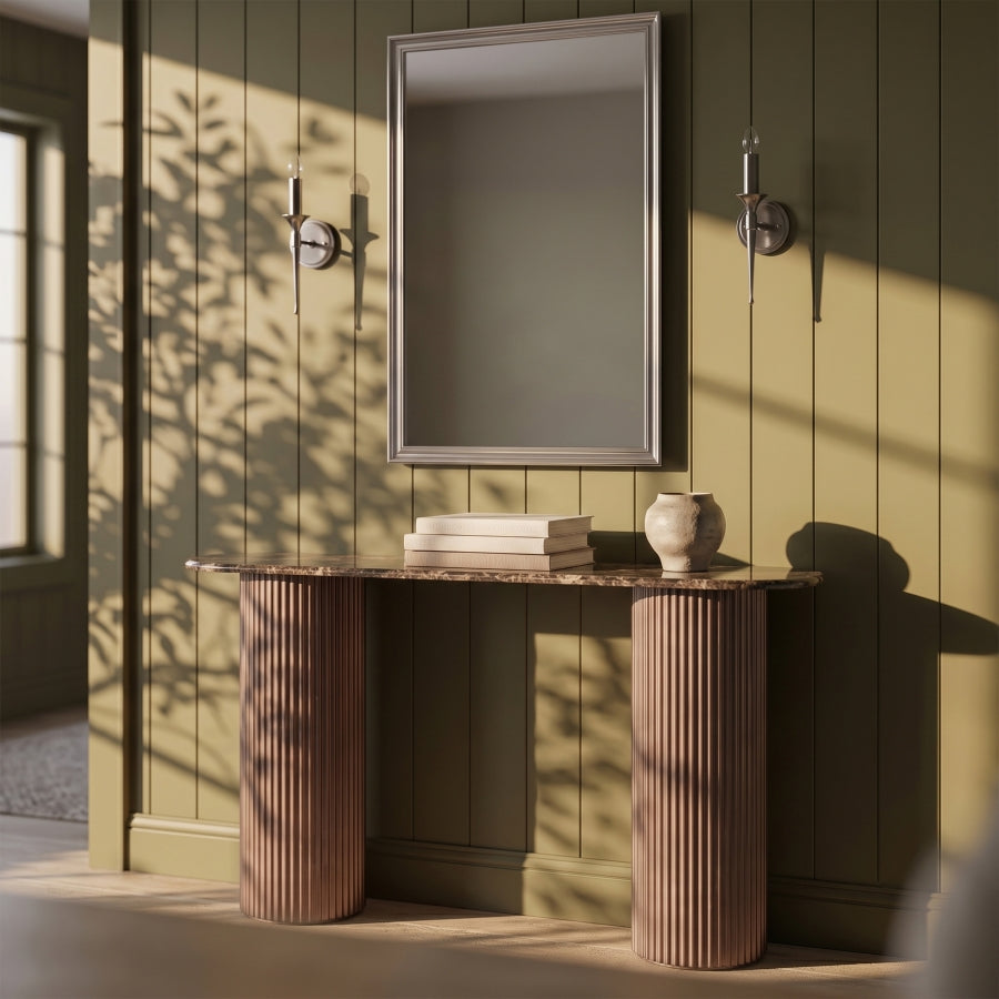 Cindra Genuine Marble Top And Iron Base Console Table