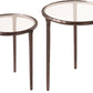 Evren Glass Top And Aluminum Base 2pc Nesting End Table