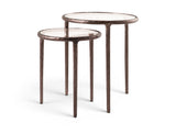 Evren Glass Top And Aluminum Base 2pc Nesting End Table