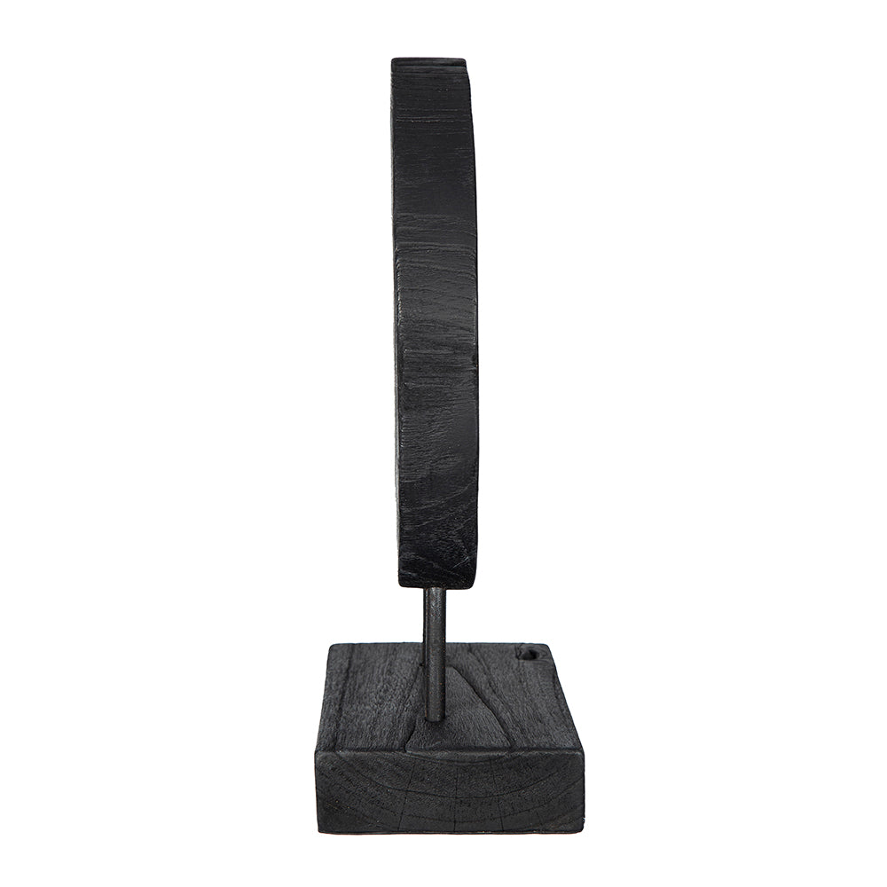 Black Teak Wood Decorative Sculpture with Stand
