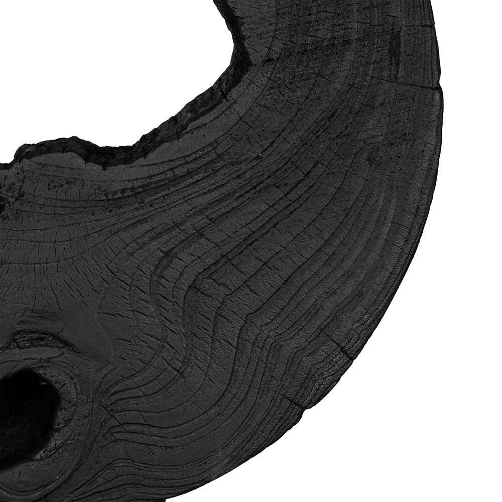 Black Teak Wood Decorative Sculpture with Stand