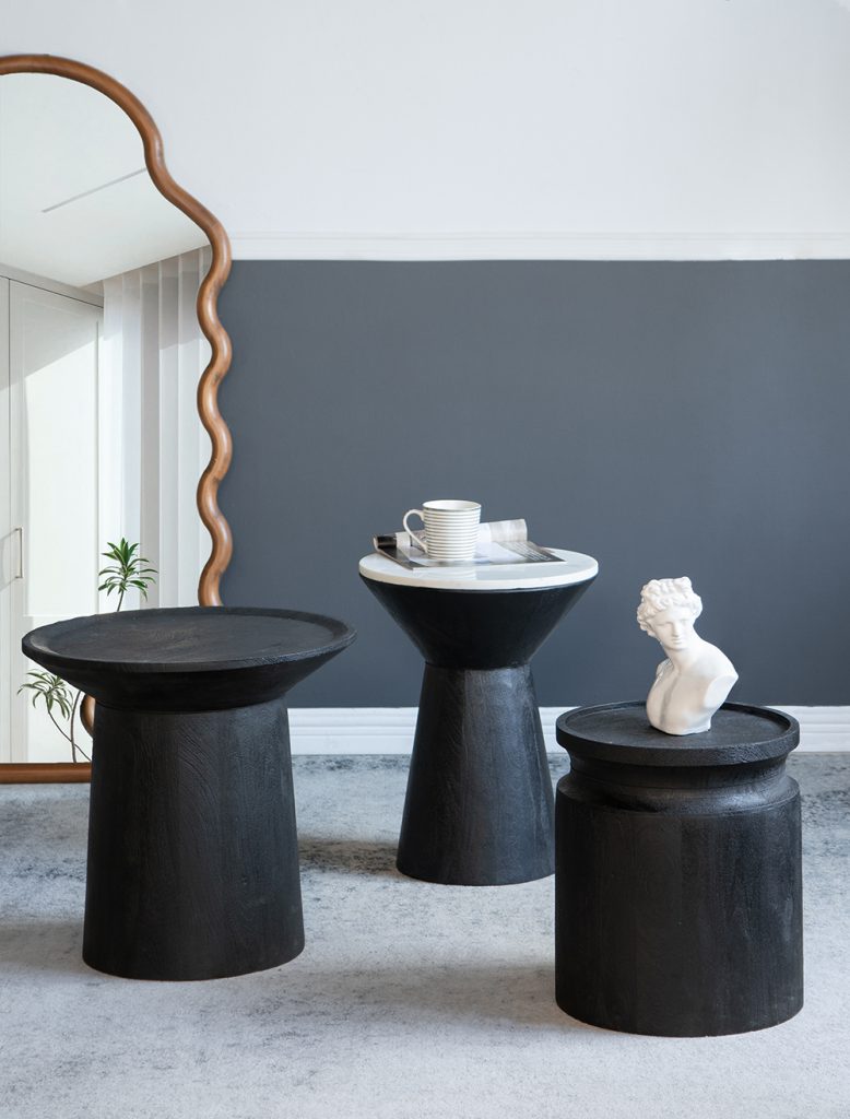 Black Wooden Pedestal Side Table