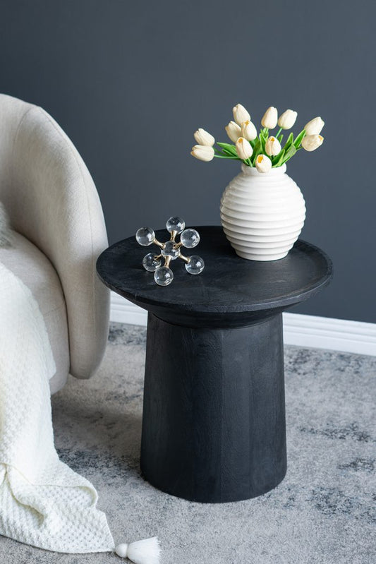 Black Wooden Pedestal Side Table