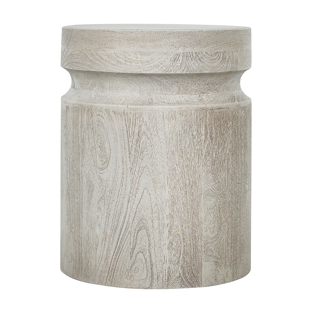 Cream Wooden Cylinder Side Table 1EA/CTN